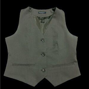 Olive Green Button-Up Vest